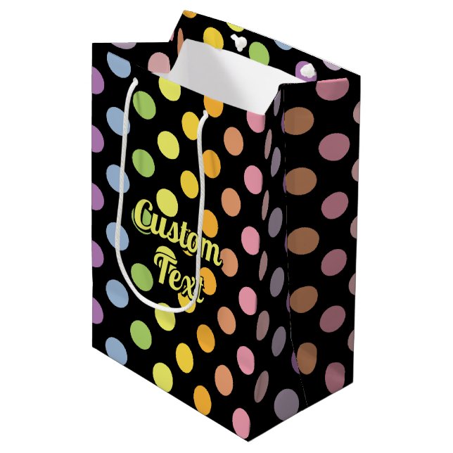 Sac Cadeau Moyen Motif Pois Rainbow (Devant Angle)
