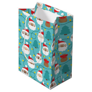 Sac Cadeau Moyen Motif Santa Clauses