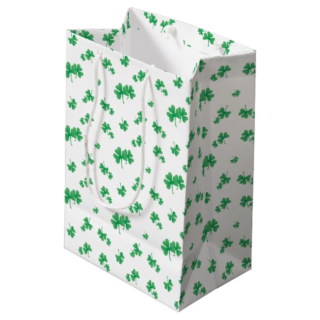 Sac Cadeau Moyen Motif Shamrock irlandais vert dégradé (Dos Angle)