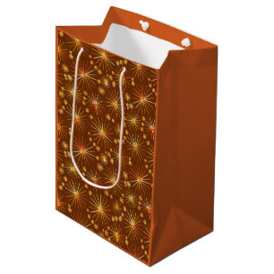 Sac Cadeau Moyen Motif Sputnik milieu du siècle, marron chocolat