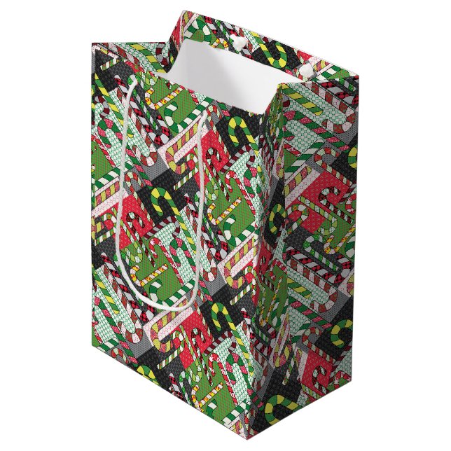 Sac Cadeau Moyen Motif sucre de canne (Devant Angle)