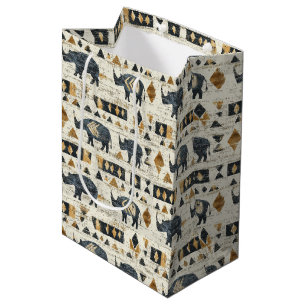 Sac Cadeau Moyen Motif tribal Rhino Rustique (1)