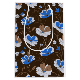 Sac Cadeau Moyen motif vintage, design floral élégant