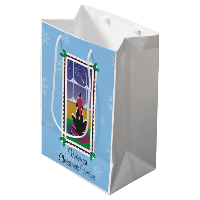 Sac Cadeau Moyen Motif WagsToWives®_Dog Bone Stars_snowflake (Devant Angle)