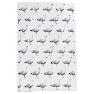 Sac Cadeau Moyen Mouette Debout Oiseau Côtier Faune Marine Blanche