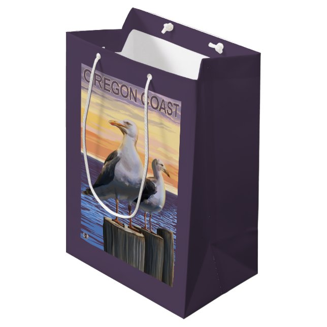 Sac Cadeau Moyen Mouettes de côte de l'Orégon (Devant Angle)