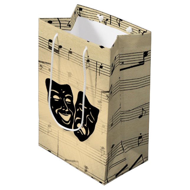 Sac Cadeau Moyen Musique antique et masques de théâtre (Devant Angle)