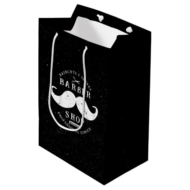 Sac Cadeau Moyen Mustache Barber Shop Barbershop Shopping (Devant Angle)