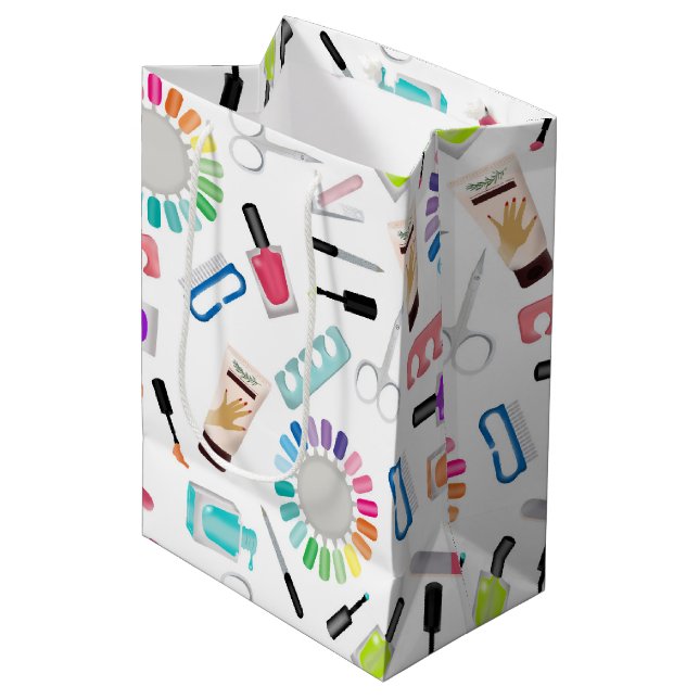 Sac Cadeau Moyen Nails Manicure Pedicure Beauty Salon  (Devant Angle)