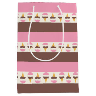 Sac Cadeau Moyen Napolitain Crème glacée Motif à rayures