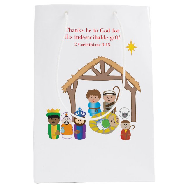 Sac Cadeau Moyen Nativité des petites personnes (Devant)