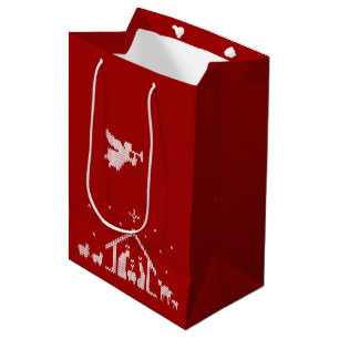 Sac Cadeau Moyen Nativité Nue laide Chandail de Noël Rouge Blanc