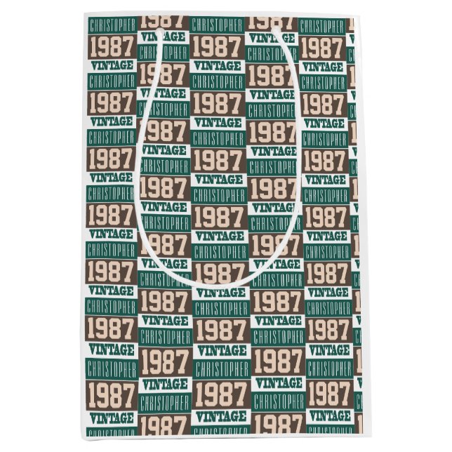 Sac Cadeau Moyen Né en 1987 avec le nom chrétien (Devant)