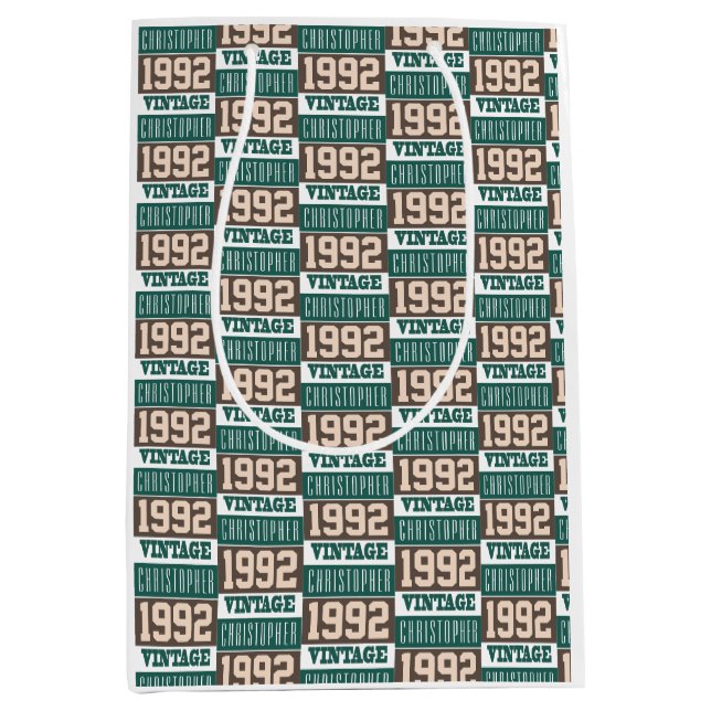 Sac Cadeau Moyen Né en 1992 avec le nom chrétien (Devant)