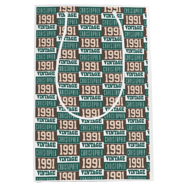 Sac Cadeau Moyen Né en 1992 avec le nom chrétien (Devant)