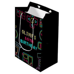 Sac Cadeau Moyen Neon Toute année jeux vidéo arcade anniversaire