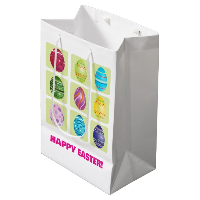 Sac Cadeau Moyen Neuf oeufs de Pâques (Devant Angle)