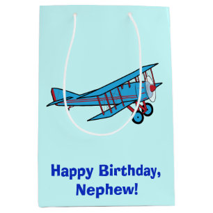 Sac Cadeau Moyen Neveu de joyeux anniversaire avec l'avion