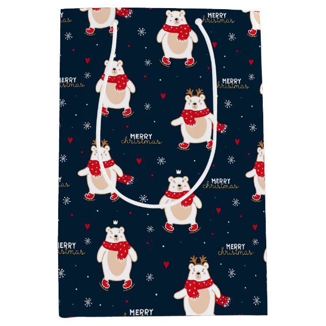 Sac Cadeau Moyen Noël à l'ours polaire (Devant)