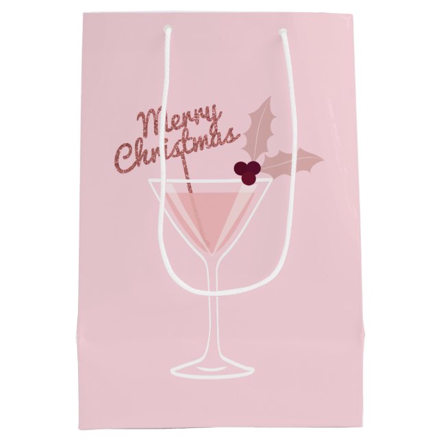 Sac Cadeau Moyen Noël à Martini rose (Dos)