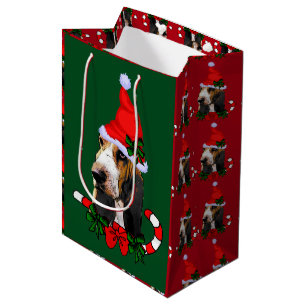 Sac Cadeau Moyen Noël aux amoureux de Basset Hound