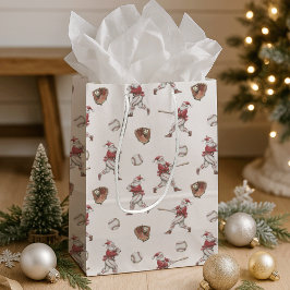 Sac Cadeau Moyen Noël de Baseball Père Noël