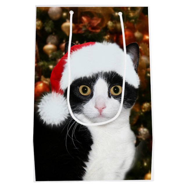 Sac Cadeau Moyen Noël de chat de smoking (Dos)