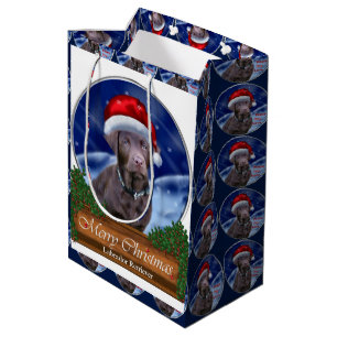 Sac Cadeau Moyen Noël de labrador retriever de chocolat