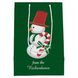 Sac Cadeau Moyen Noël de Snowman et Père Noël