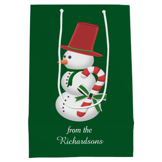 Sac Cadeau Moyen Noël de Snowman et Père Noël (Dos)
