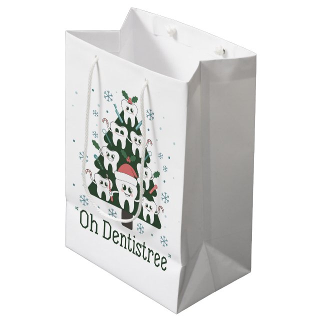 Sac Cadeau Moyen Noël Dentiste Arbre Dentaire Oh Dentistree dent (Devant Angle)