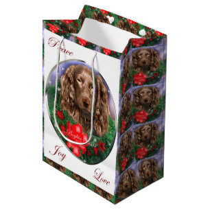 Sac Cadeau Moyen Noël d'épagneul de Boykin
