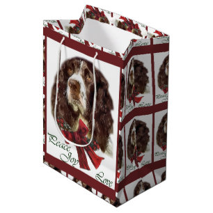 Sac Cadeau Moyen Noël d'épagneul de springer anglais