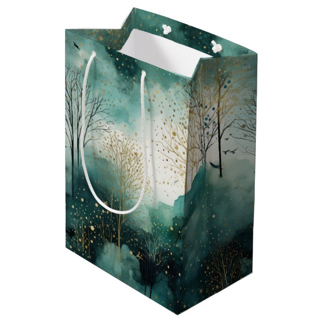 Sac Cadeau Moyen Noël des arbres verts (Dos Angle)