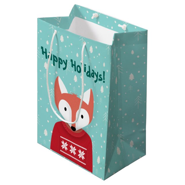 Sac Cadeau Moyen Noël des bois (Devant Angle)