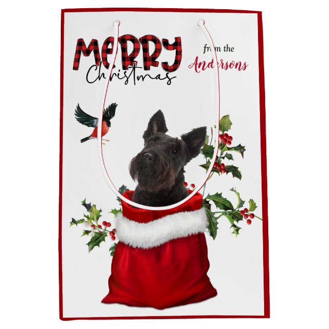 Sac Cadeau Moyen Noël écossais du chien Terrier (Devant)