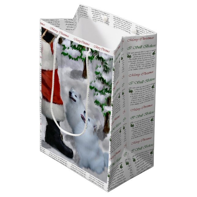 Sac Cadeau Moyen Noël Eskimo Chien américain (Devant Angle)