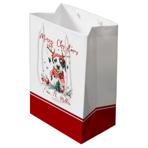 Sac Cadeau Moyen Noël festif Chiot dalmate