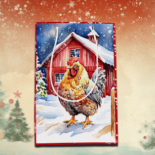 Sac Cadeau Moyen Noël Festif de poulet mignon