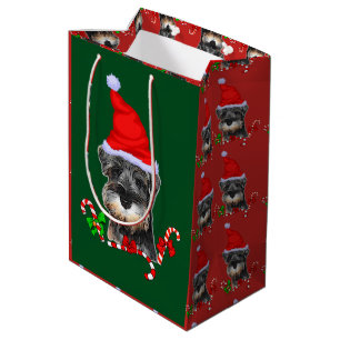 Sac Cadeau Moyen Noël mignon de Schnauzer miniature