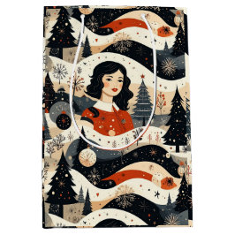 Sac Cadeau Moyen Noël Noir