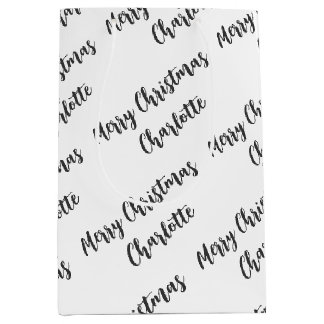 Sac Cadeau Moyen Noël noir et blanc personnalisé moderne