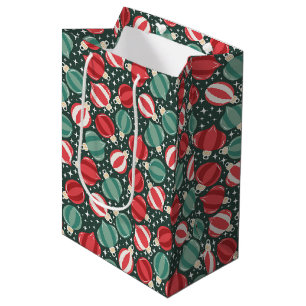Sac Cadeau Moyen Noël Ornement Baubles Rouge Vert