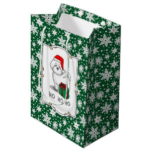 Sac Cadeau Moyen Noël Père Noël Bichon Frise Chien mignonne