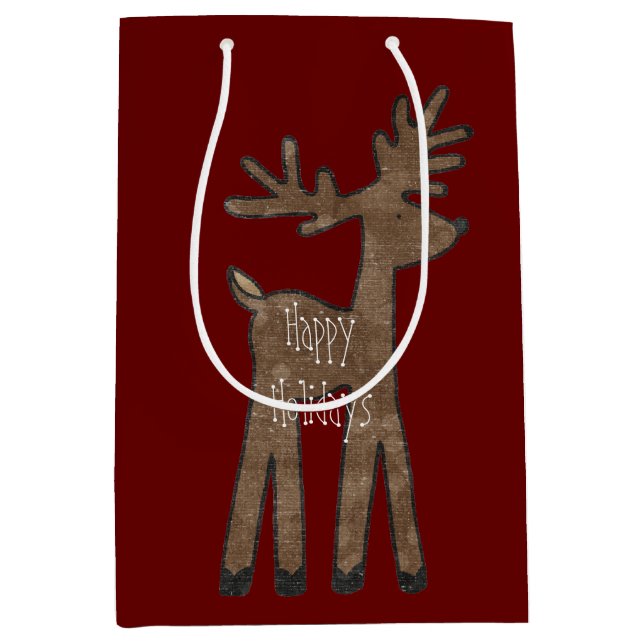 Sac Cadeau Moyen Noël Red Reindeer (Devant)