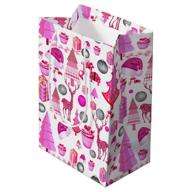 Sac Cadeau Moyen Noël rose (Dos Angle)
