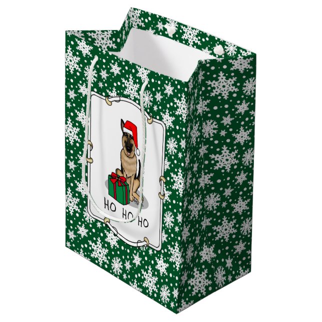 Sac Cadeau Moyen Noël Santa Hat Allemand Berger Chien mignonne (Devant Angle)
