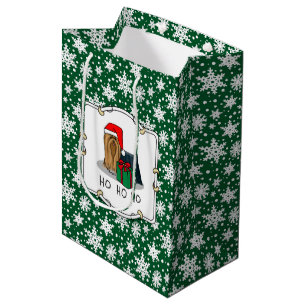 Sac Cadeau Moyen Noël Santa Hat Yorkshire Terrier Yorkie Cute