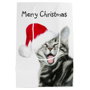 Sac Cadeau Moyen Noël tigré de chaton