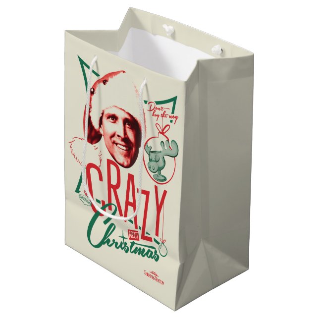 Sac Cadeau Moyen Noël Vacances Fou À propos de Noël (Devant Angle)